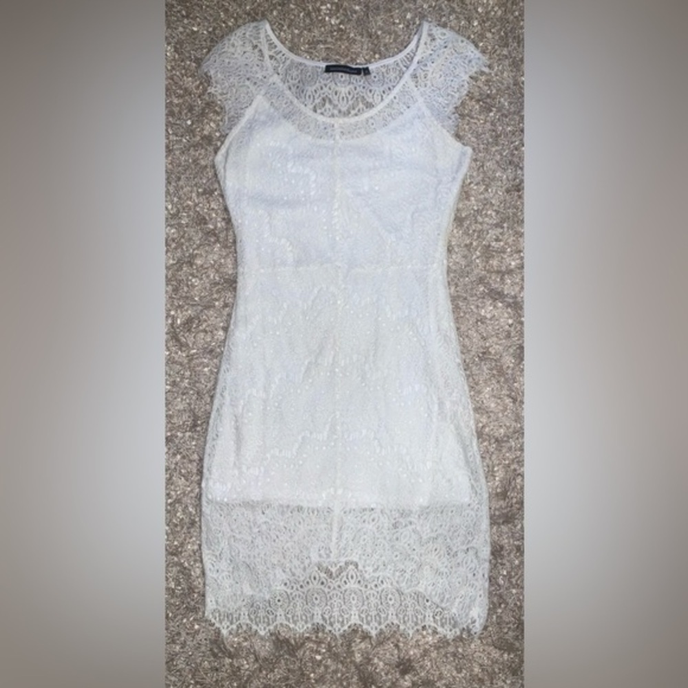3 for $30 ⚡️ Crocheted dress with lining - white - sz S